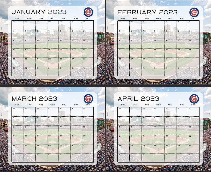 Chicago Cubs Printable 2023 Monthly Calendar Instant - Etsy