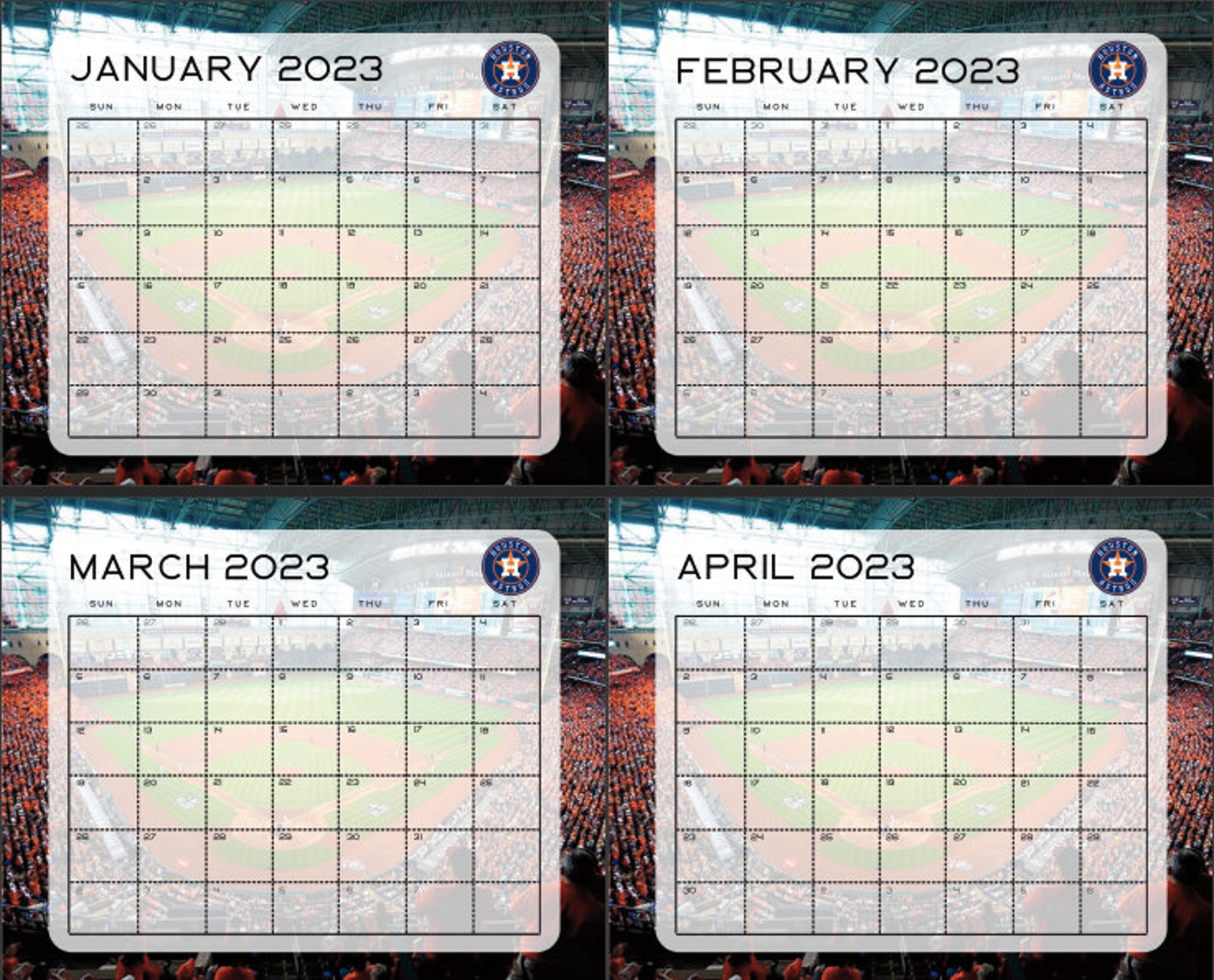 Houston Astros Printable 2023 Monthly Calendar Instant Etsy Finland
