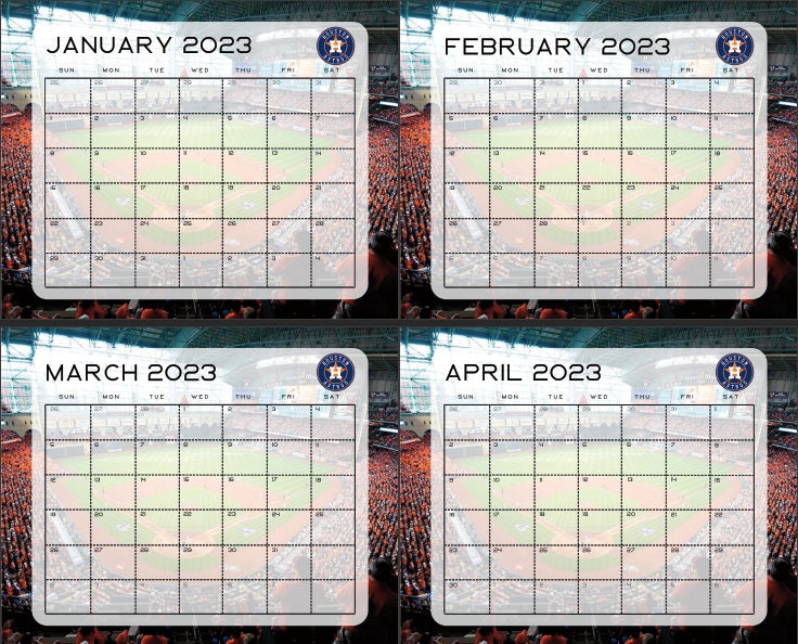 Houston Astros Printable 2023 Monthly Calendar Instant Etsy
