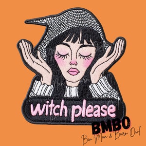 Witch Please Embroidery-Style Digital Illustration | Sassy Witch Girl Art Print | Cute Halloween Wall Decor | High Quality PNG File