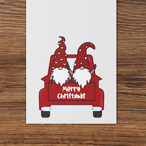 tarjeta de gnomos navideños tarjeta navideña gnomos lindos tarjeta de navidad simple gnomos rojos tarjeta linda regalos familia amigos compañeros de trabajo