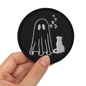 Embroidered patch - Cat Lover Patch,  Halloween patch, Ghost Cat Patch, Spooky Patch, Gifts for Cat Lovers, Cat Patch, Embroidered cat gift