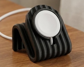 Carbon Fiber Apple Watch Stand – Modern Black Charging Dock, Minimalist Desk Organizer