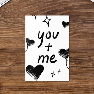 jij + ik wenskaart valentijnskaart paar kaarten schattige handgemaakte valentijnskaart zwart-wit wenskaart voor vriendin vriendje