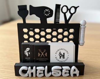 Tarjetero personalizado para barbería, expositor de escritorio de fibra de carbono para salón de belleza, soporte personalizado para poste de barbería