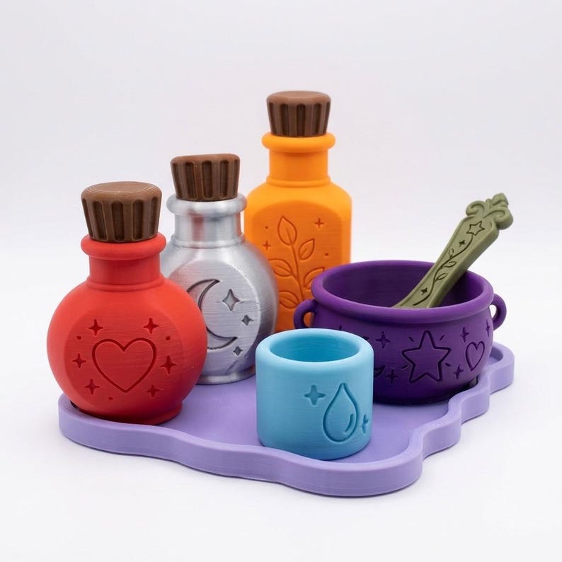 Kids’ Outdoor Potion Play Set: Build-your-own 3d-printed Bottles, Tray ...