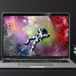 Descarga digital - Hecho a mano - Fondo de pantalla de galaxia de escritorio - Explorar el cosmos - Vibraciones de astronauta - Dibujos animados de estrellas espaciales - Arte digital
