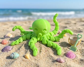 Pulpo articulado impreso en 3D, juguete antiestrés flexible para el escritorio, alivio sensorial del estrés.