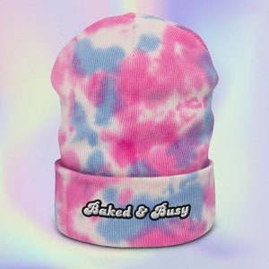 Baked & Busy Tie-dye beanie Cozy Beanie Winter Beanie