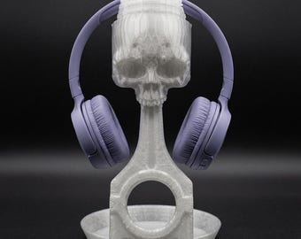Headsethouder met schedelzuiger, 3D-geprint dienblad, garagebureaudecor, cadeau automan
