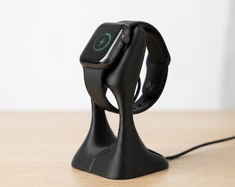 Soporte para Apple Watch de fibra de carbono impreso en 3D, base de carga moderna, organizador de escritorio minimalista.