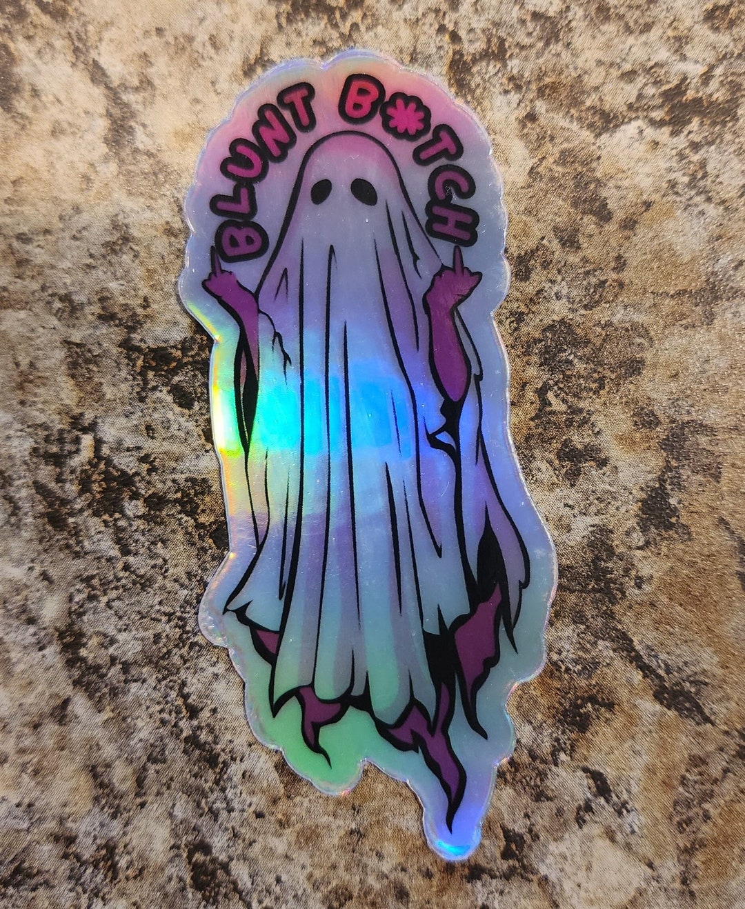 Ghost Sticker While Message Halloween Sticker - Ghost Sticker - Holographic Sticker - Funny ...