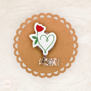 Rose Heart Badge Reel, Spring Badge Reel, Flower Badge Reel, Everyday Badge Reel,  Retractable Badge Holder, Nurse Gifts