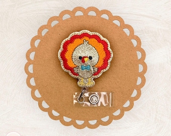 Turkey Badge Reel, Thanksgiving Badge Reel, Fall Badge Reel, Keycard Holder, Badge Clip, Name Tag, MRI Safe, Retractable Lanyard, RN Gift