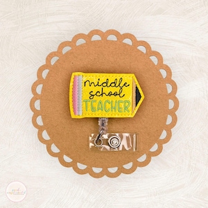 Middle School Teacher Badge Reel, Pencil Badge Reel, Teacher Badge Reel, Badge Buddy, Retractable Badge Holder, Teacher Gifts