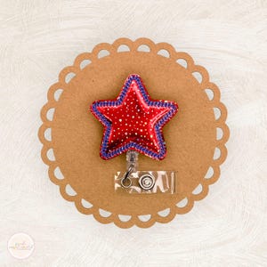 Patriotic Star Badge Reel, 4th of July Badge Reel, Independence Day Badge Reel, Retractable Badge Holder, Nurse Gifts