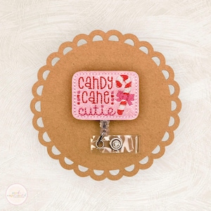 Candy Cane Cutie Badge Reel, Christmas Badge Reel, Nurse Badge Reel, ID Holder, Teacher Lanyard, Retractable Badge Reel, Coworker Gift