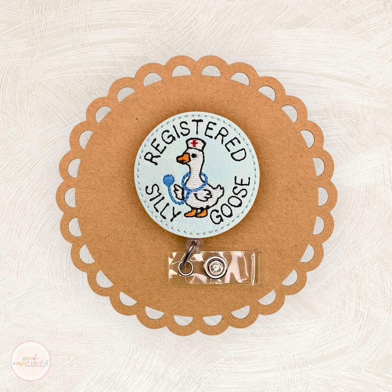 Registered Silly Goose Badge Reel, Registered Nurse Badge Reel, Funny Badge Reel, Badge Buddy, Retractable Badge Holder, Coworker Gift image 1