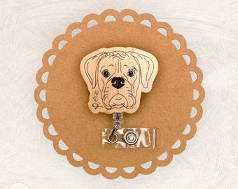 Custom Boxer Name Badge Reel, Personalized, Name Tag, MRI Safe, Nonretractable, Belt Clip, ID Holder, Badge Topper, Carabiner, Work Gift