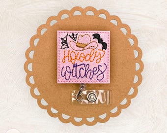 Howdy Witches Badge Reel, Halloween Badge Reel, Teacher Lanyard, Nurse Badge Clip, ID Holder, Retractable Badge Reel, Coworker Gift