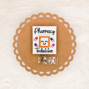 Pharmacy Technician Badge Reel, Pharmacist Badge Reel, Pharmacy Badge Reel, ID Holder, Badge Clip, Retractable Badge Reel, Coworker Gift
