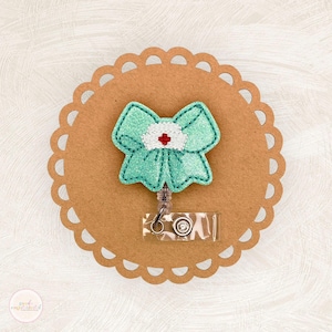 Nurse Cap Bow Badge Reel, Coquette Badge Reel, Nurse Badge Clip, Medical Badge Reel, ID Holder, Retractable Badge Reel, Coworker Gift