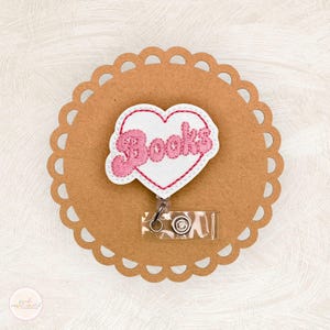 Books Heart Badge Reel, Librarian Badge Reel, Reading Badge Reel, Book Badge Reel, Badge Buddy, Retractable Badge Holder, Coworker Gifts