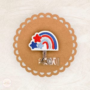Star Rainbow Badge Reel, 4th of July Badge Reel, Independence Day Badge Reel, Retractable Badge Holder, Nurse Gifts