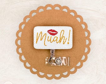 Muah Badge Reel, Lips Badge Reel, Valentine’s Day Badge Reel, Retractable Badge Holder, Coworker Gifts, Nurse Gifts