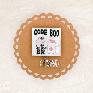 Code Boo In The ER Badge Reel, Halloween Badge Reel, Ghost Badge Reel, Emergency Room Badge Reel, Retractable Badge Holder, Nurse Gifts