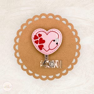 Stethoscope Heart Badge Reel, Valentine’s Day, Name Pull, Swappable Topper, Nurse Accessories, Belt Clip, Lanyard, Badge Topper, Nurse Gift