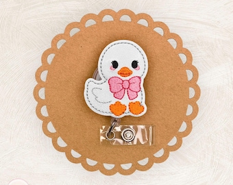 Coquette Duck Badge Reel, Name Tag, ID Badge Clip, Teacher Lanyard, ID, Keycard, MRI Safe, Carabiner, Nonretractable, Swivel, Coworker Gift