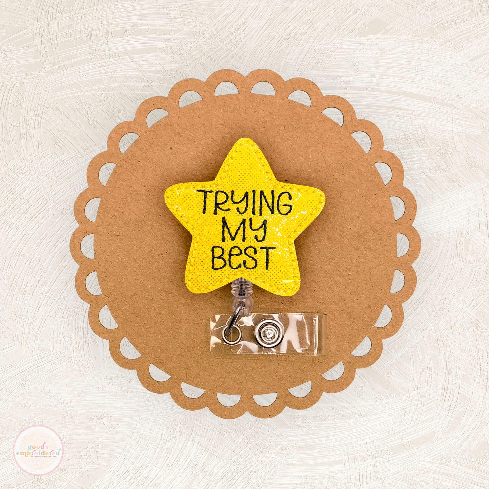 Trying My Best Badge Reel, Funny Badge Reel, Badge Reel, Badge Toppers, Badge Clip, Teacher Lanyard, Retractable Badge Holder, Coworker Gift