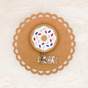 Patriotic Donut Badge Reel, 4th of July Badge Reel, Independence Day Badge Reel, Retractable Badge Holder, Nurse Gifts