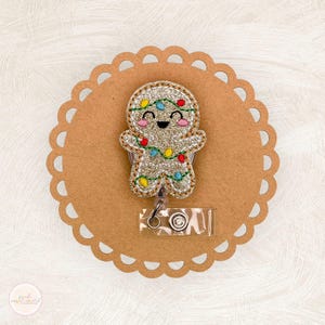 Gingerbread Man Badge Reel, Christmas Lights Badge Reel, Christmas Badge Reel, Holiday Badge Reel, Retractable Badge Holder, Nurse Gifts