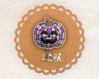 Disco Jack-o-Lantern Badge Reel, Halloween Badge Reel, Lanyard, Badge Clip, ID Holder, Belt Clip, MRI Safe, Nonretractable, Coworker Gift