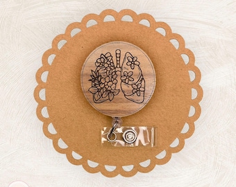 Floral Lungs Badge Reel, Respiratory Therapist Badge Reel, RT Badge Reel, Medical Badge Reel, Retractable Badge Holder, Nurse Gifts
