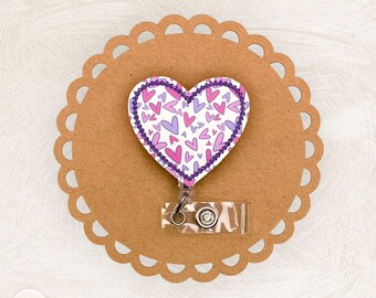 Hearts Badge Reel, Valentine’s Day Badge Reel, Heart Badge Reel, Retractable Badge Holder, Nurse Gifts
