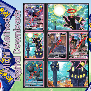 Umbreon Michi Method Pokémon Pärminlägg | Enkel och dubbel korthållare, utskrivbara sidor | Samlarkortspärmdelare