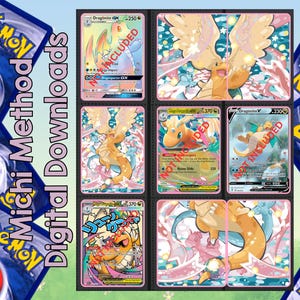 Mega Dragonite Michi Method Pokémon Pärminlägg | Enkel och dubbel korthållare, utskrivbara sidor | Samlarkortspärminläggsset