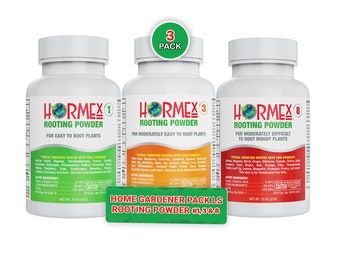 Hormex Rooting Powder Combo #1, 3, 8 (0.10-0.8 IBA) - Rooting Hormone for Delicate & Common Houseplants to Semi-Hardwood Plant Cuttings