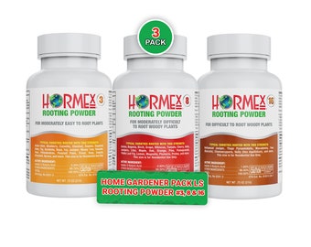 Hormex Rooting Powder Combo #3, 8, 16 (0.30-1.6 IBA) - Rooting Hormone for Common Home Garden Plants to Very Difficult Hardwood Cuttings