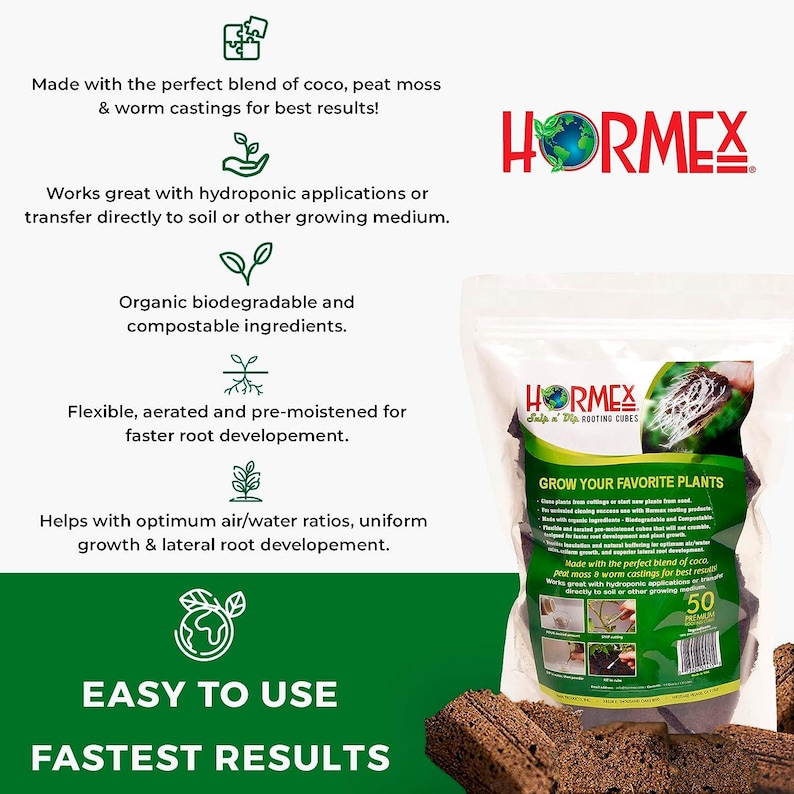 Hormex Rooting Cubes - Hydroponic Clone & Seed Starter - Peat Moss and ...