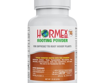 Hormex Rooting Powder #16 (1.60 IBA) - Rooting Hormone for Difficult Hardwood Plants & Tree Cuttings - Root Stimulator for Plant Cloning