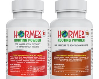 Hormex Rooting Powder #8, 16 (0.80-1.6 IBA) - Rooting Propagation Hormone for Semi-Hardwood to Hardwood Plants, Medicinal & Tree Cuttings