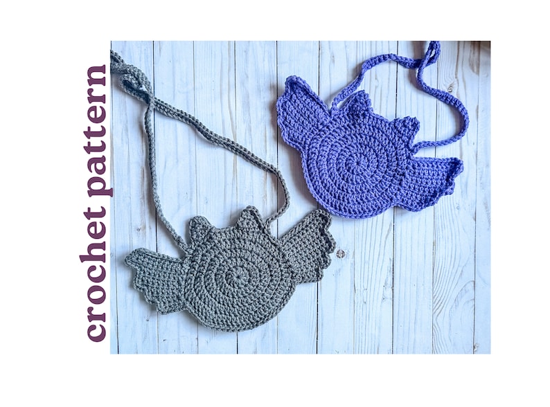 Low-Sew Bat Purse crochet pattern listing photo by thecolorfulstitches