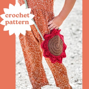 Sunflower Crochet Purse Pattern Sunflower Purse Toddler Purse Crochet Pattern Boho Sunflower Pattern Crochet Sunflower Purse Low Sew Crochet