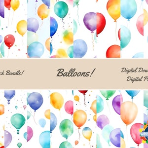 16er-Pack Bunte Luftballons Nahtlose Muster Digitales Papier | Party Hintergrund | Kommerzielle Nutzung Scrapbooking | Digital Printable | Feier