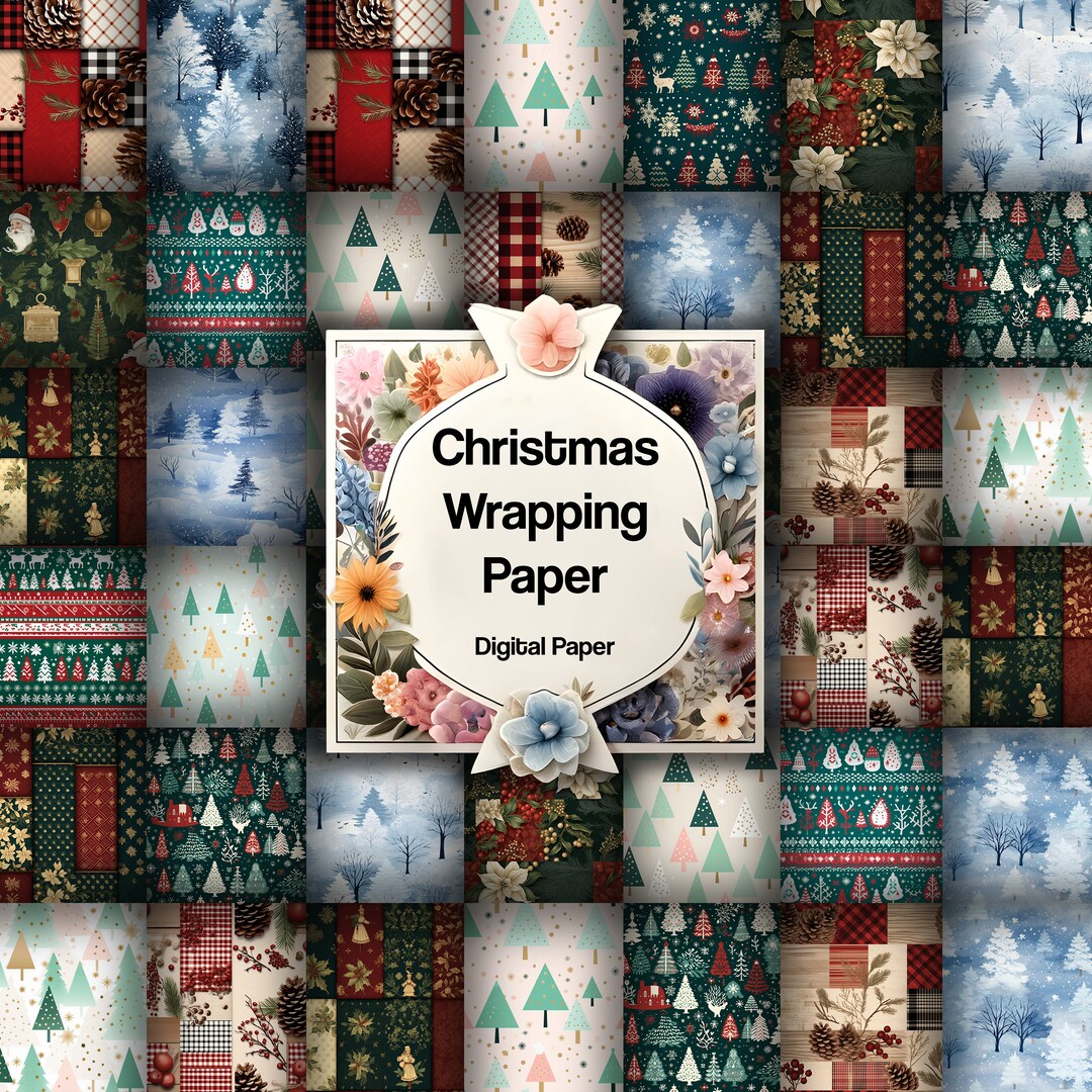 Festive Christmas Wrapping Paper: 20 Unique Holiday Designs (digital ...