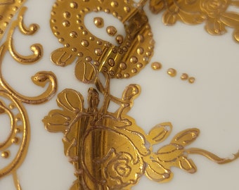 ミカド エクストラ プレート 手描きの浮き彫りの金彩花 1900 年代初頭